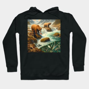 Grizzly Bear Fishing . Hoodie